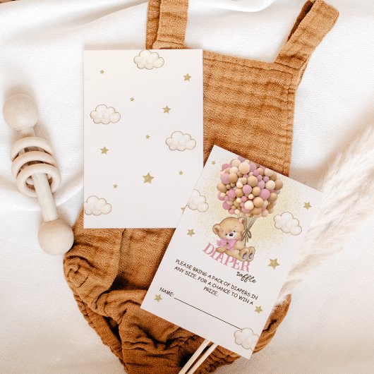 Beren ballonnen Luier Raffle Boho Roze Informatiekaartje
