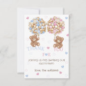 Beren ballonnen roze blauw Baby shower Geslacht on Bedankkaart (Voorkant)