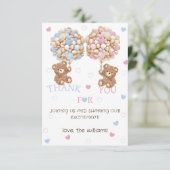 Beren ballonnen roze blauw Baby shower Geslacht on Bedankkaart (Staand voorkant)