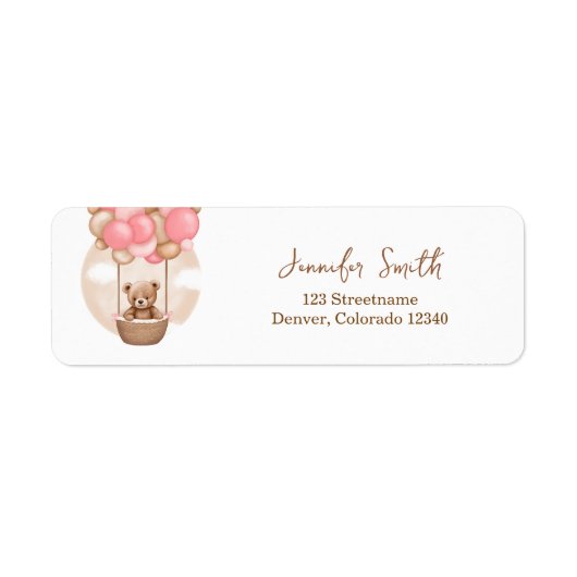 Beren ballonnen roze Boho Barly Wacht Baby shower Etiket (Voorkant)