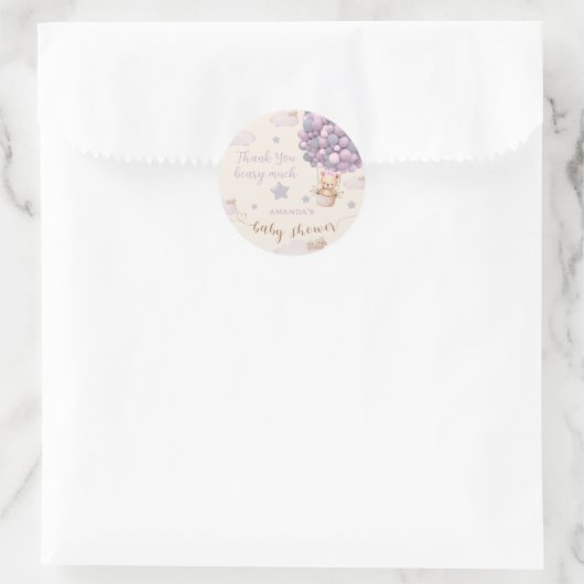 Beren ballonnen Schattige Roze Baby shower Classic Ronde Sticker (Tas)