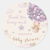 Beren ballonnen Schattige Roze Baby shower Classic Ronde Sticker (Voorkant)
