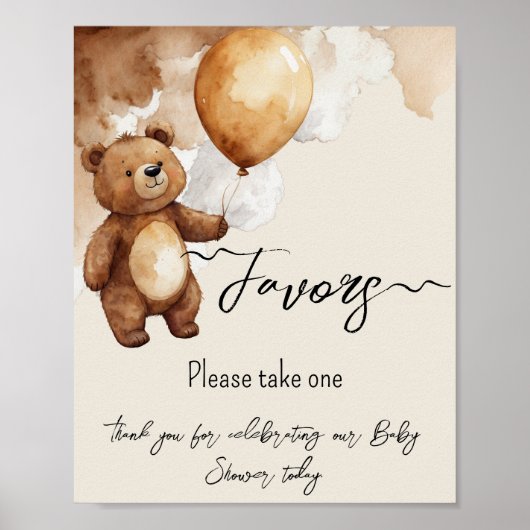 Beren ballonnen wachten bijna Baby shower gunsten Poster (Voorkant)