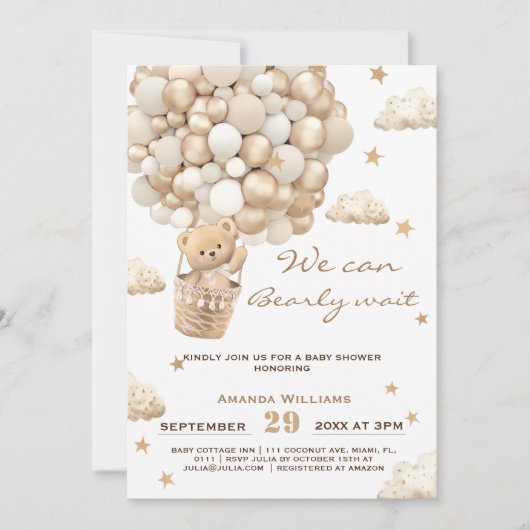 Beren ballonnen wachten bijna op neutraal Baby sho Kaart (Voorkant)