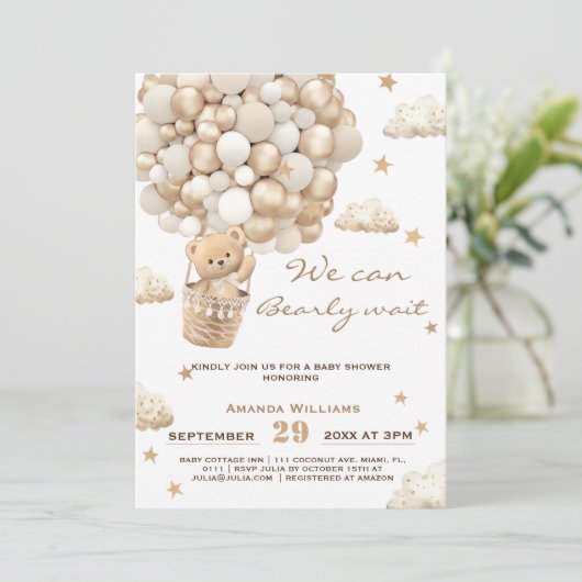 Beren ballonnen wachten bijna op neutraal Baby sho Kaart (Staand voorkant)