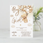 Beren ballonnen wachten op geslachtsonthulling kaart (Staand voorkant)