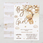 Beren ballonnen wachten op geslachtsonthulling kaart (Voorkant / Achterkant)