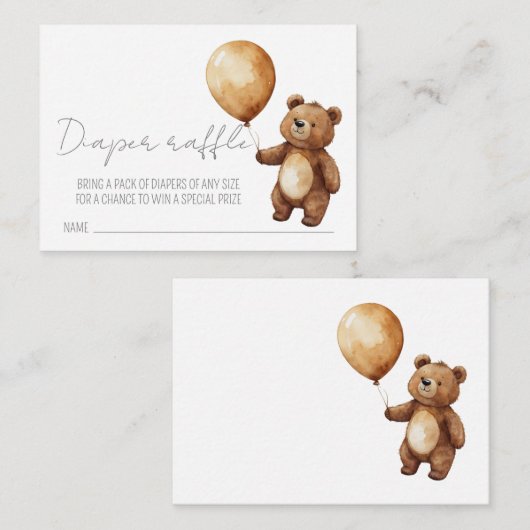 Beren ballonnen wolken Baby showers luier rafel Informatiekaartje (Voorkant / Achterkant)