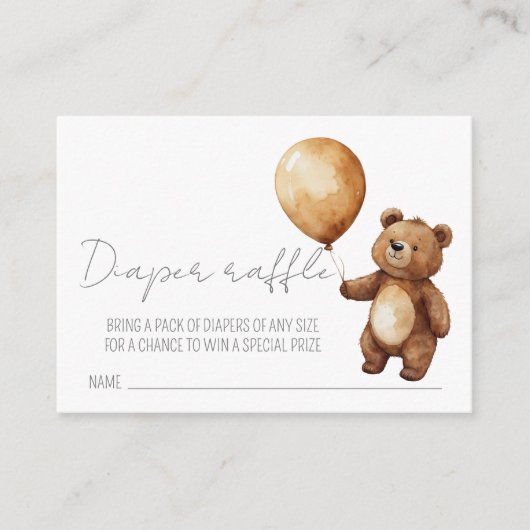 Beren ballonnen wolken Baby showers luier rafel Informatiekaartje (Voorkant)