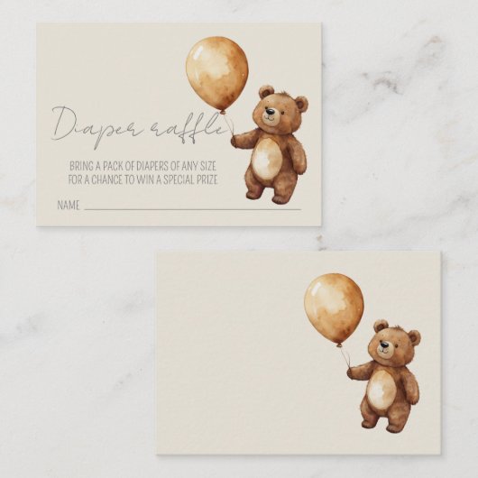Beren ballonnen wolken Baby showers luier rafel Informatiekaartje (Voorkant / Achterkant)