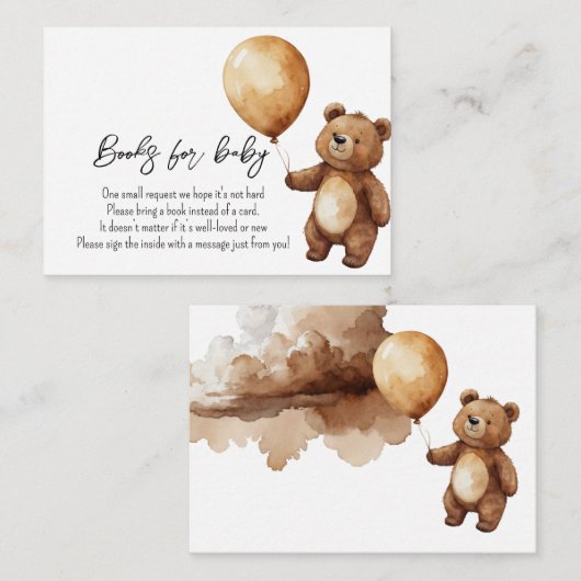 Beren ballonnen wolken wachten Baby shower Barly Informatiekaartje (Voorkant / Achterkant)