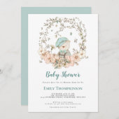  Beren bladeren eendenei blauw Baby shower Kaart (Voorkant / Achterkant)