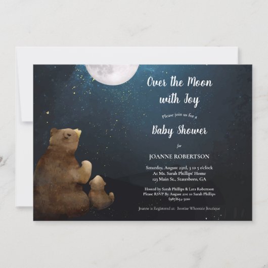 Beren boven het maan Baby shower Kaart (Voorkant)