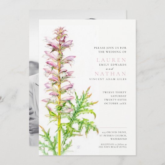 Beren broek Acanthus mollis waterverf bruiloft Kaart (Voorkant / Achterkant)