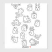 Beren Cute Winter Feestdagen Line Art Sticker (Vel)