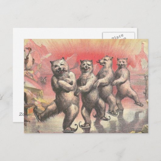 Beren dansen briefkaart (Voorkant / Achterkant)