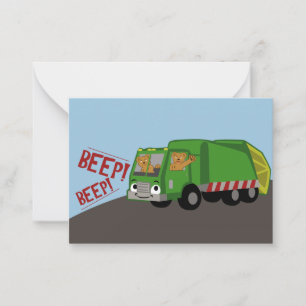 Beren die een vuilniswagen besturen  notitiekaartje