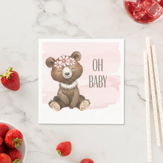 Beren Draag Roze Baby shower cocktail Servet (Insitu)