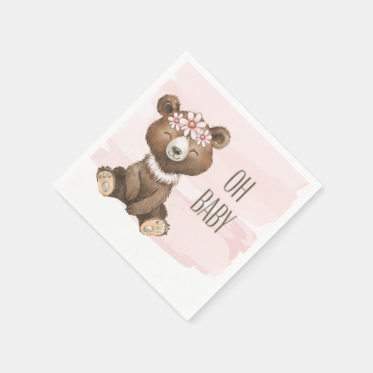 Beren Draag Roze Baby shower cocktail Servet (Hoek)