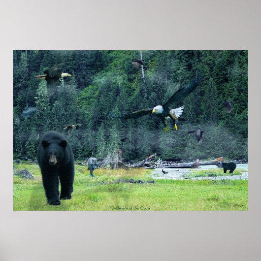 Beren, Eagles, Herons, Ravens, Wolven Wildlife Art Poster (Voorkant)