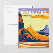 Beren Ears National Monument Utah Retro Briefkaart (Voorkant / Achterkant)