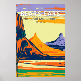 Beren Ears National Monument Utah Retro Poster