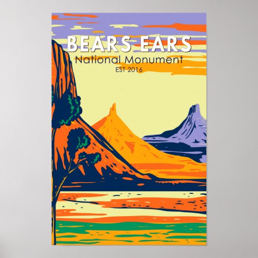 Beren Ears National Monument Utah Retro Poster (Voorkant)