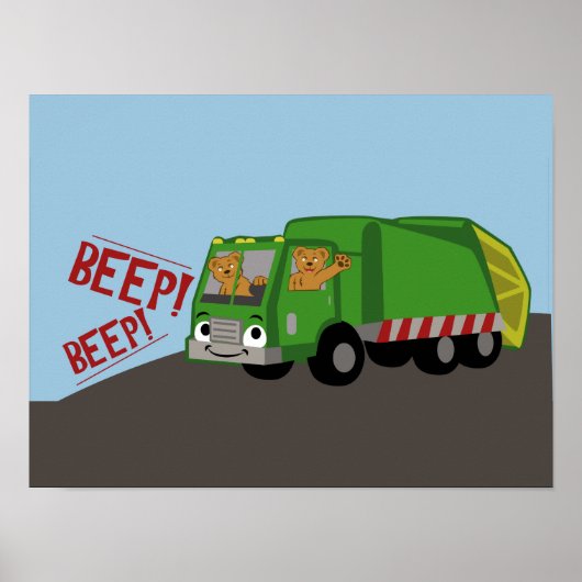 Beren Een vuilniswagen rijden Poster (Voorkant)