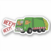 Beren Een vuilniswagen rijden Sticker (Voorkant)