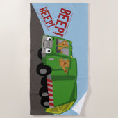 Beren Een vuilniswagen rijden Strandlaken (Voorkant)