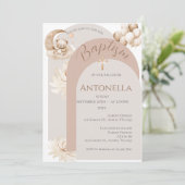 Beren en ballonnen meisje doop uitnodiging (Staand voorkant)