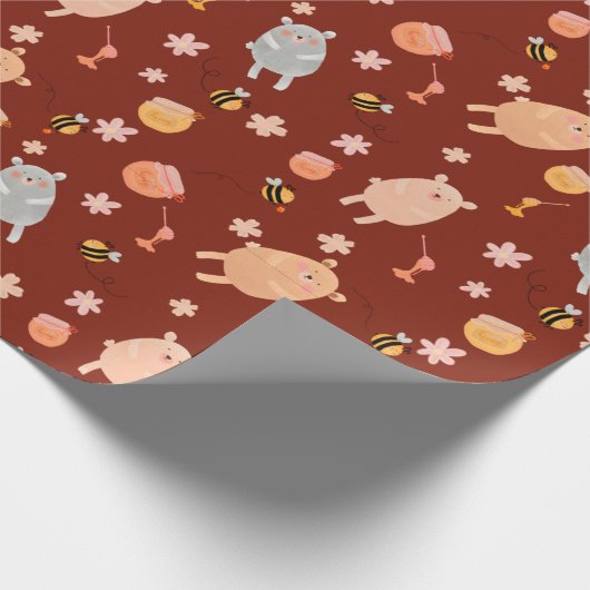 Beren en bijen cadeaupapier (Hoek)