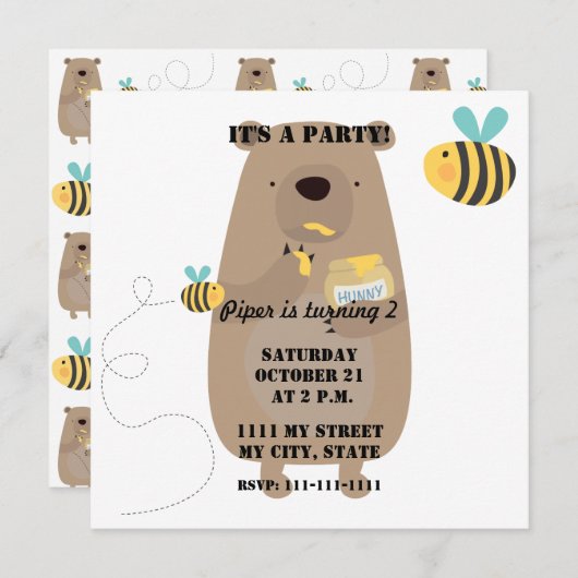 Beren en bijen kaart (Voorkant / Achterkant)