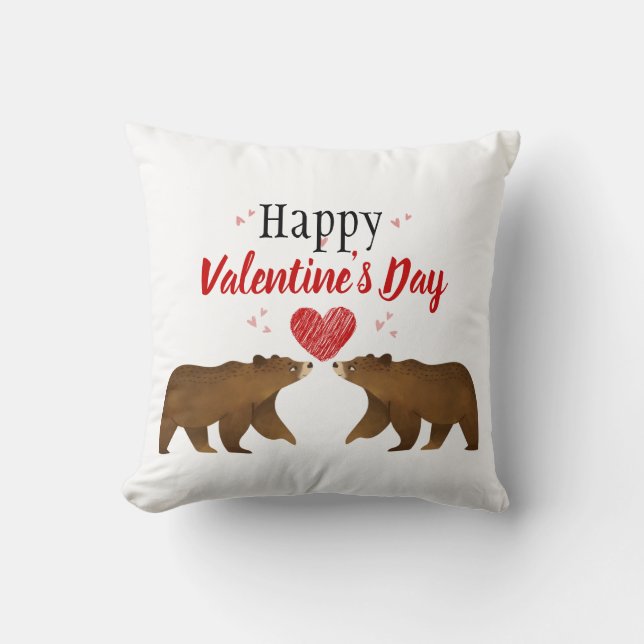 Beren en hart Valentijnsdag Pillow Kussen (Voorkant)