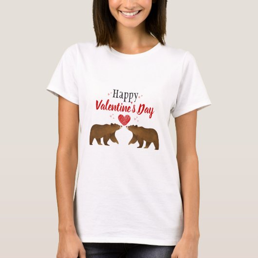 Beren en hart Valentijnsdag T-shirt (Voorkant)