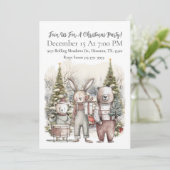 Beren en konijn kerstfeest Kaart (Staand voorkant)