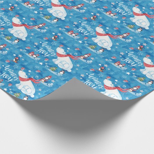 Beren en pinguïns van de winterpoly cadeaupapier (Hoek)