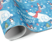 Beren en pinguïns van de winterpoly cadeaupapier (Rol Hoek)