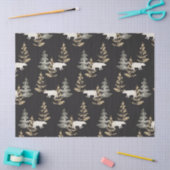 Beren en vezelbomen op zwarte achtergrond tissuepapier (Craft)