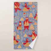 Beren en vossen dansen in een magisch bos naadloos badhanddoek (Badhanddoek)