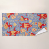 Beren en vossen dansen in een magisch bos naadloos badhanddoek (Badhanddoek)