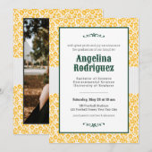 Beren Geel Bloemendamask Foto Afstuderen Kaart (Voorkant / Achterkant)