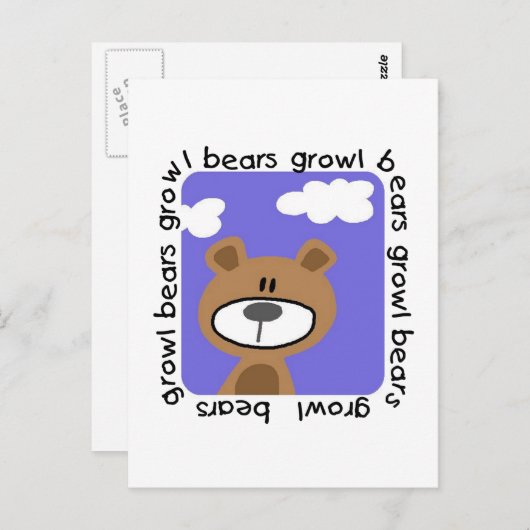 Beren Growl Tshirts en cadeaus Briefkaart (Voorkant / Achterkant)