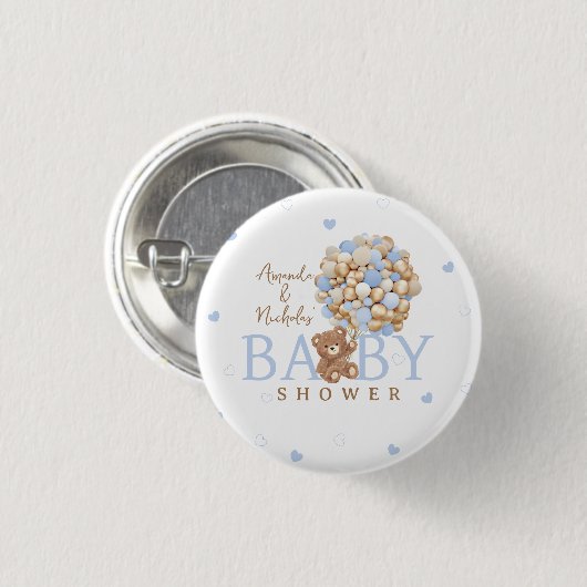 Beren harten & ballonnen Minimal Bohemian Baby Boy Ronde Button 3,2 Cm (Voorkant /achterkant)