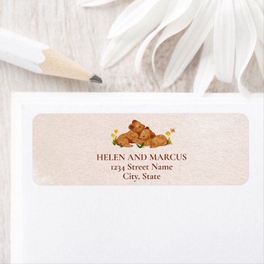 Beren Illustratie baby shower Retouradres Label (Insitu)