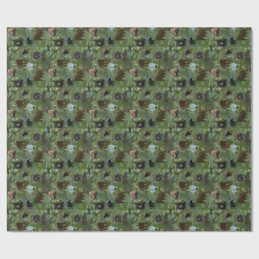 Beren in Bossen Verpakkingspapier Cadeaupapier (Vlak)