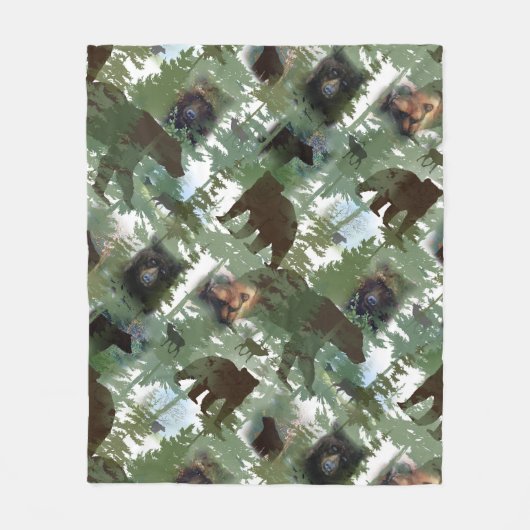 Beren in de Bossen Fleece Deken (Voorkant)