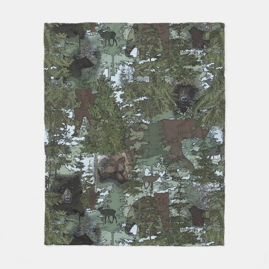 Beren in de prachtige bossen fleece deken (Voorkant)