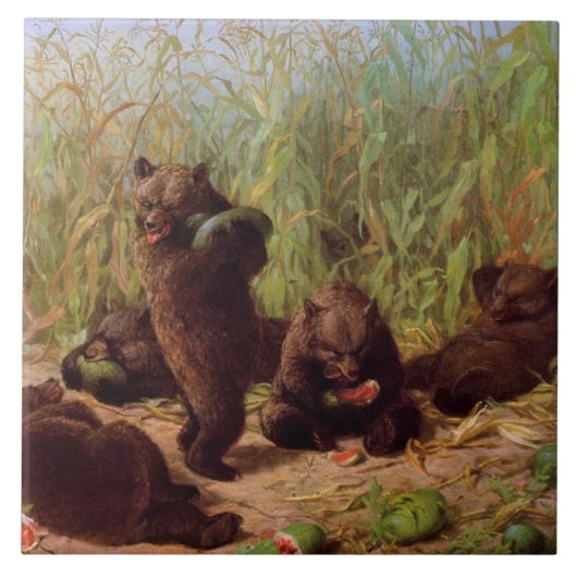 Beren in de Watermelonpleister (door W.H. Beard) Tegeltje (Voorkant)