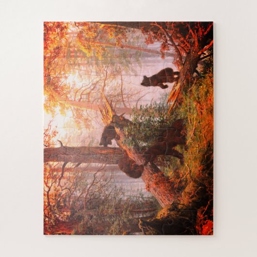 Beren in een dennenbos legpuzzel (Verticaal)